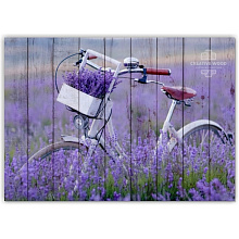 Серое панно для стен Creative Wood Велосипеды Велосипеды - Велосипед с лавандой